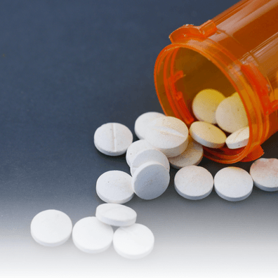 Prescription medication bottle. 