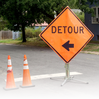 Orange Detour Sign