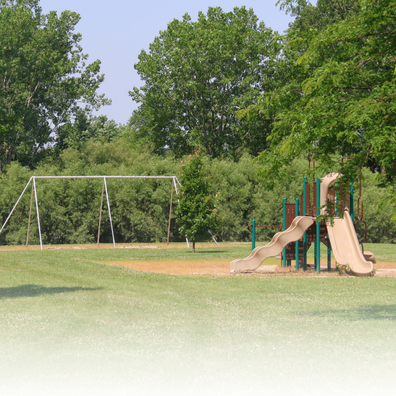 Playground equipment at a park. 