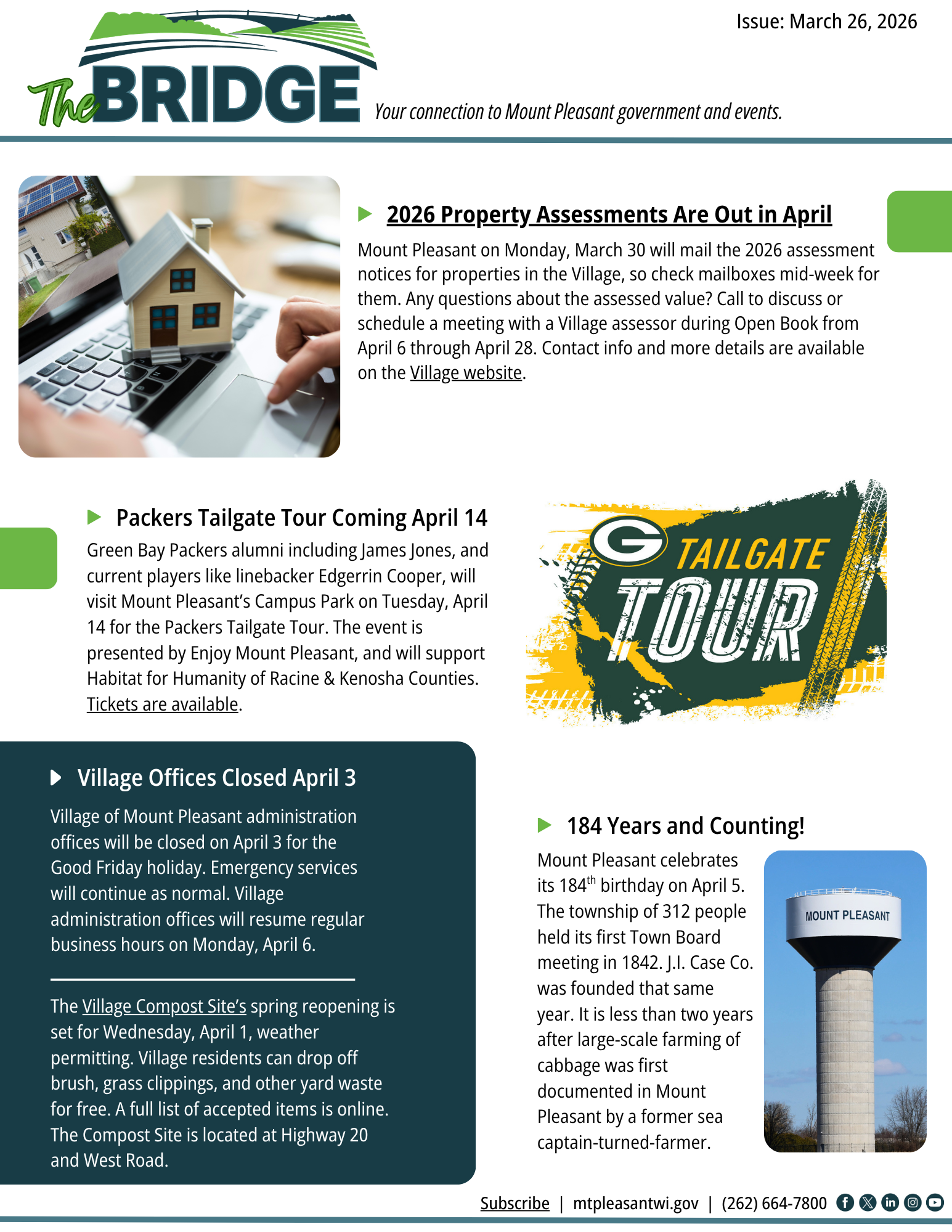 March 26, 2026, edition of The Bridge Village newsletter